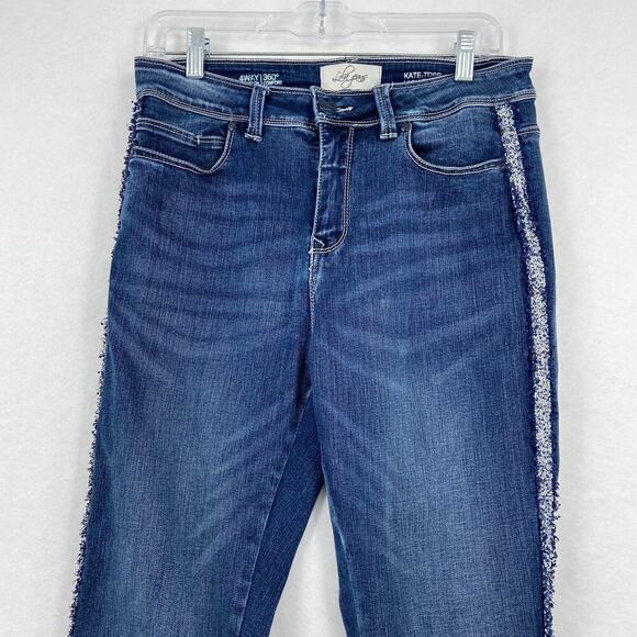 Lola Jeans Kate High Rise Ankle Jeans Size Leg Stripe Raw Hem 4 Way Stretch - Picture 2 of 16